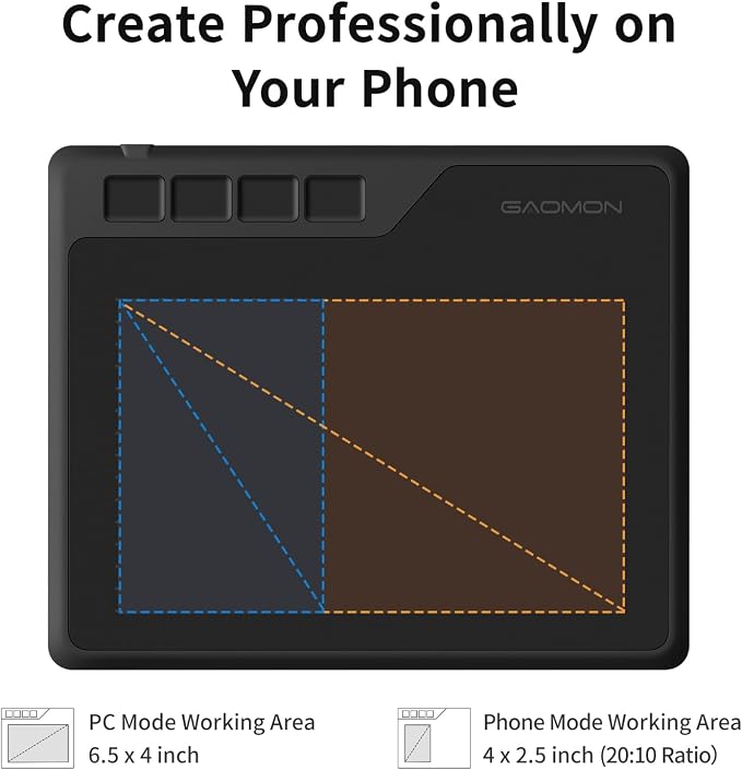 GAOMON S620 Graphics Drawing Tablet, 6.5x4, 8192 Pressure & 4 Hot Keys