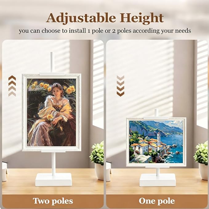 18'' Adjustable Tabletop Easel Stand, White Easel for Display | Steady and Elegant Picture Easels for Display, Picture Frame Stand, Adjustable Art Easel,Picture stand for Artwork, Photo.