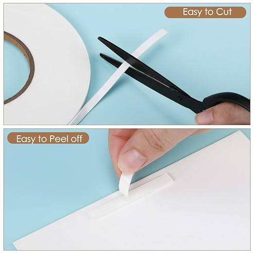 Tatuo 2 Rolls Double Sided Foam Tape for Mounting,1/4 Inch by 33 Feet,White