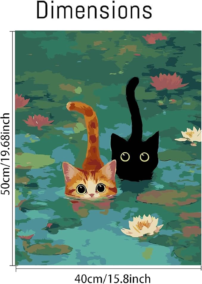 VIGEGU Black Cat Paint by Numbers Kit for Adults Beginner 16x20 Inch | Easy Adult Paint by Number Kits on Canvas DIY Painting for Beginners Art by Numbers for Home Wall Decor