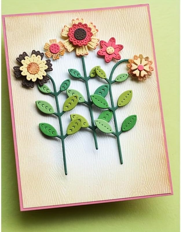 Lapoo Flowers Cutting Die for Scrapbooking - Durable Metal Cutting Die for DIY Scrapbook Photo Album Decorative Paper Card, Metal Card Making Supplies (Colorful Small Flowers 3.7 x 2.6 in)