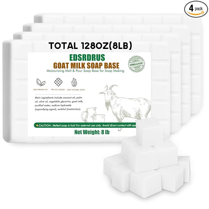 EDSRDRUS 8lb Scent Soap Base DIY Handmade with Goat Milk & Coconut Oil, Moisturizing Melt and Pour Soap Base