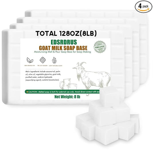 EDSRDRUS 8lb Scent Soap Base DIY Handmade with Goat Milk & Coconut Oil, Moisturizing Melt and Pour Soap Base