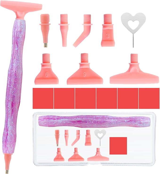 ZYNYXY 16PCS Ergonomic Diamond Art Pens Kits, Resin Diamond Painting Pen with Multifunctional Plastic Screw Thread Tips (Starry Pink B)