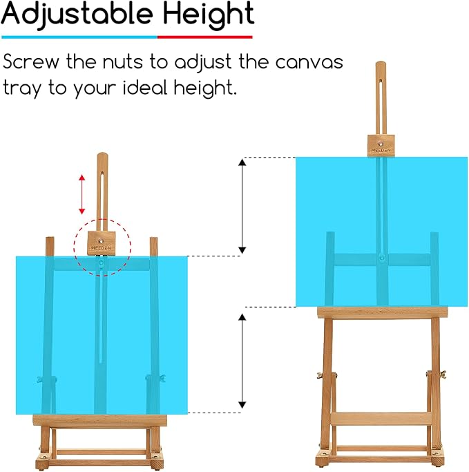 MEEDEN Large Wooden Tabletop H-Frame Easel, 38'' High, Solid Beech Wood Table Easel for Painting Canvas 22'' Max, Studio Desktop Art Easel Stand for Painting & Displaying,for Artists & Beginners