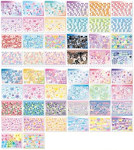 Doraking 50 Sheets Laser Sticker Book for Arts Craft Scrapbook | Self Adhesive Love Cute Stickers for Greeting Cards Home Decoration DIY Deco Stickers(B)