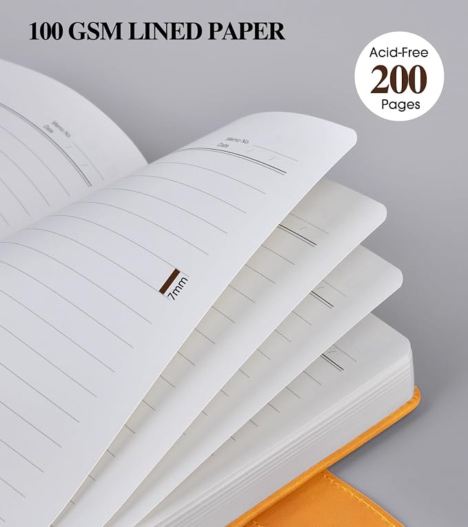 PAIBAS Lined Journal Notebook for Men, A5 Leather Journals for Writing Women, Hardcover Notebooks for Work,School,Note Taking,Travel,Business,Personal daily Diary,200 Page College Ruled (5.9" x 8.4")