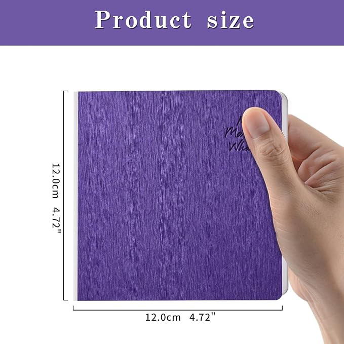 Purple Hardcover Sketchbook Square Hardbound Sketch Journal 4.7 x 4.7 Inch 42 Sheets Art Book 250GSM Ultra Smooth Paper Ideal for Pencils,Water Color Pen,Marker Pen