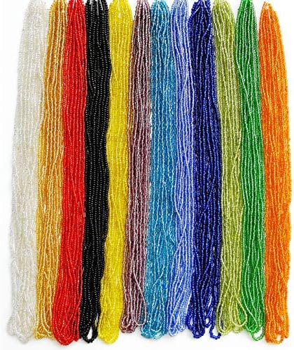 11/0 Glass Seed Beads 1 Hank 3 Meters (12 String Hanks,Total 12 Colors) Glass Silver Lined