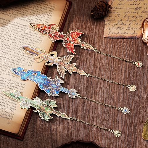 12pcs Fantasy Sword Bookmarks for Books, Journals, Planners - Cool Metal Book Markers for Reading Women & Men, Unique Book Marks Gifts for Book Lovers, Reading Accessories for Students & Adults & Kids