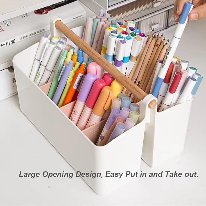 2 Pack Art Supply Caddy Organizer with Handle,Colored Pencil Holder Markers
