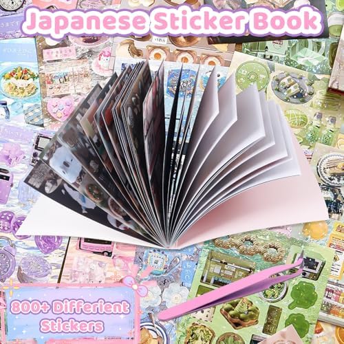 30 Sheets Japanese Sticker Book Manga 800Pcs Old Showa Style Embroidered Scrapbook Stickers Cute Korean Stickers for Journaling Scrapbooking Kawaii Food Sticker for Kids Adult DIY Cosmic Books