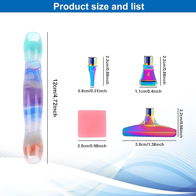 Snewvie Diamond Painting Pen Accessories Tools Set,1PCS Diamond Art Pen and 3PCS Colorful Metal Screw Thread Multi Placer Tips,Diamond Painting Drill Pens for DIY Diamond Art