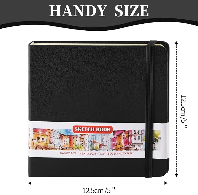 5x5 Pocket Sketch Book,80gsm Hardcover Art Sketchbook for Drawing Journal