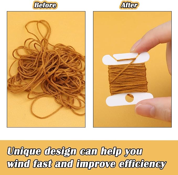 LOKUNN Embroidery Floss Bobbins 150 PCS White Embroidery Floss Organizer