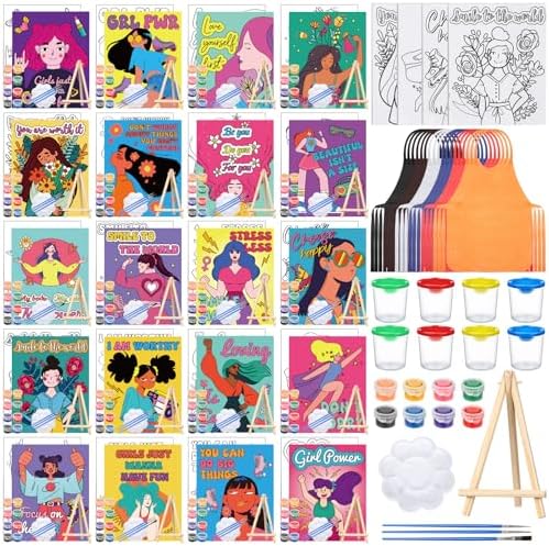 Sherr 140 Pcs 20 Set Pre Drawn Canvas Painting Kit, Feminism