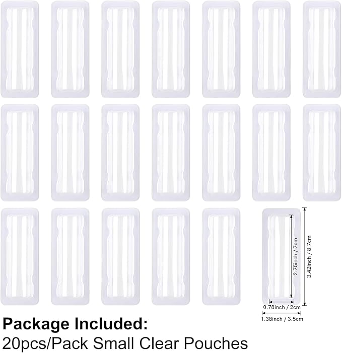 BAOFALI 20PCS 3.4x1.4inch Plastic Clear Rectangle Domes; Self-Adhesive Lip Balm Pouches Money Holder for DIY Craft Gift Cards Shaker Card Making Handmade Crafts Clear Pouch Cover Scrapbooking Tool