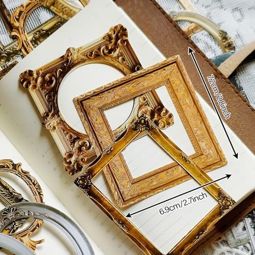 100 Pcs Vintage Frame Stickers Metallic | Scrapbooking Stickers for Journals, Planners, Junk Journals, Wedding Albums | Scrapbook Supplies & Decorations