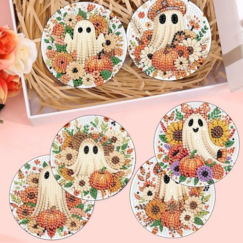 8 Pcs Diamond Art Coasters Kit for Adult with Holder, Diamond Coaster 4x4in