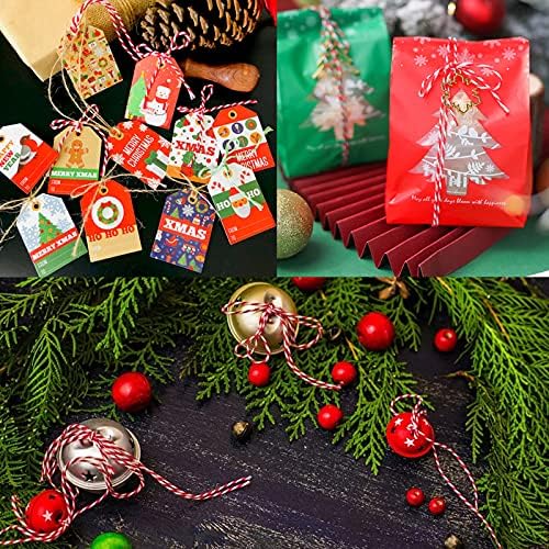 Benvo Pack of 2 Green White Cotton Twine and Red White Packing String Christmas Xmas Twine Rope Ribbon Cord for Baking, Butchers, DIY Crafts Wrapping Ornaments Hanging 656 ft Long