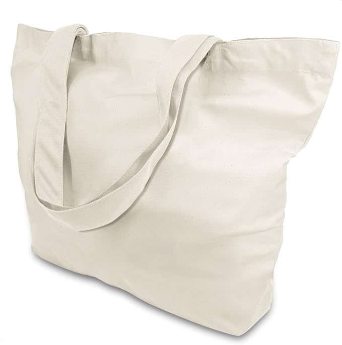 TOPDesign 3-Pack Super Strong Large 12oz Cotton Canvas Tote Bags, Reusable Grocery Shopping Cloth Bags, Fashionable Two-Tone Totes for Crafts, DIY Your Creative Designs