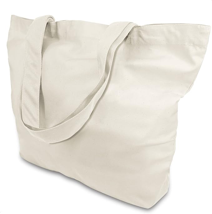 TOPDesign 6-Pack Super Strong Large 12oz Cotton Canvas Tote Bags, Reusable Grocery Shopping Cloth Bags, Fashionable Two-Tone Totes for Crafts, DIY Your Creative Designs