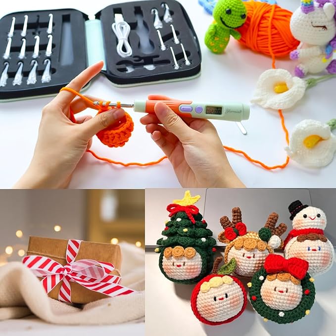 Yarniss 18 Size Light Up Counting Crochet Hooks Set with Case 2.0mm-14.0mm