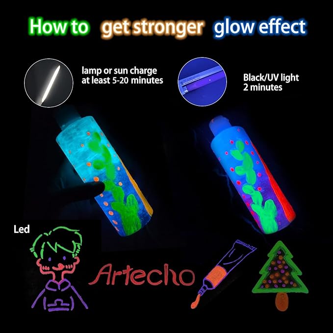 Artecho Fluorescent Orange Acrylic Paint 120ml /4.05oz Tube | Semi Glossy Finish, High Pigment Rich Color Craft Paint for Canvas, Fabric, Non-Toxic