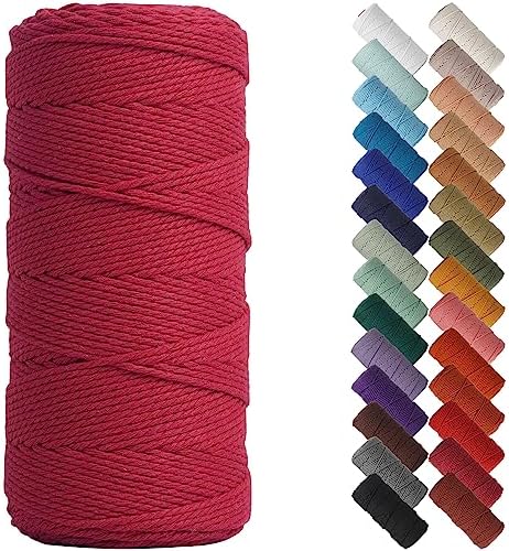 NOANTA Red Macrame Cord 2mm x 220yards, Cotton Rope Macrame Yarn