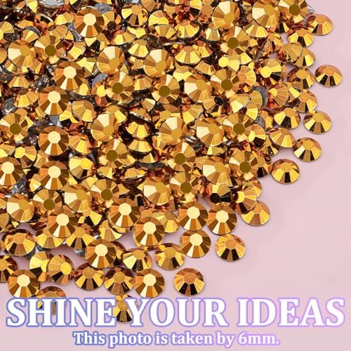 30000Pcs Mine Gold Rhinestones for Bedazzling with B7000 Jewelry Glue, Bedazzler Kit Bulk Flatback Gems, Resin Rhinestones for Crafting Crafts Clothing Shoes Fabric Nail Art Assorted Size 2/3/4/5/6mm