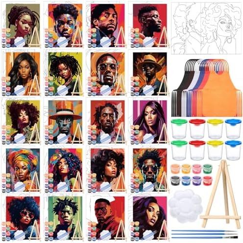 Sherr 140 Pcs 20 Set Pre Drawn Canvas Painting Kit, Cool Gentlemen and Lady