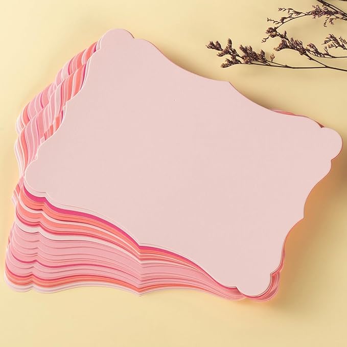 50 Pack Blank Kraft Greeting Cards, Pink, 5 Colors, 4x6IN