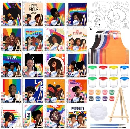 Sherr 140 Pcs 20 Set Pre Drawn Canvas Painting Kit, Pride Month