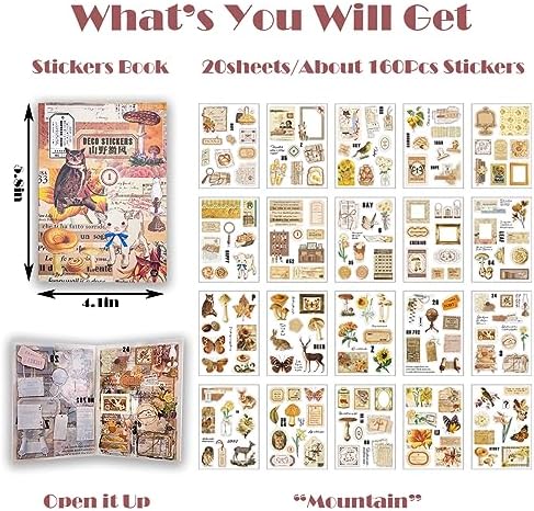 Vintage Stickers 20 Sheets Scrapbooking Supplies Journaling (Mountain)