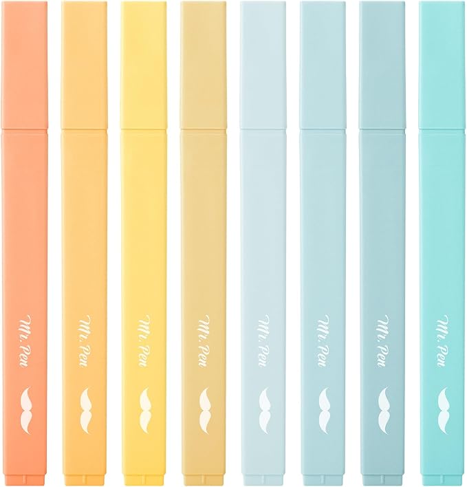 Mr. Pen- Aesthetic Highlighters No Bleed, 8 Pack, Assorted Colors | Chisel Tip, Cute Highlighters Assorted Colors for Journaling, Highlighting, Underlining, Fast Dry, Back to School Supplies