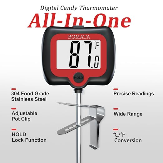 BOMATA Digital Candy Thermometer with Pot Clip, Deep Fry Oil Thermometer