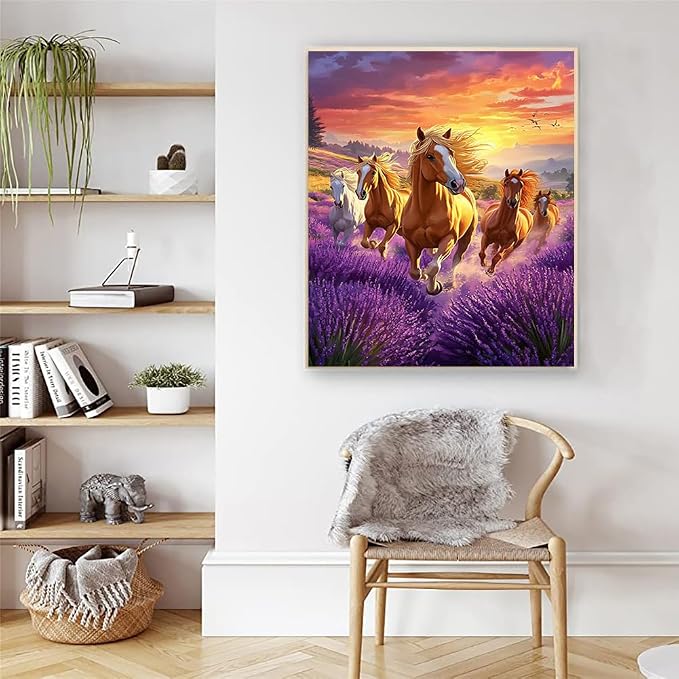 Artunion Running Horse Paint by Numbers Kit for Adults,Horse Animal Paint by Number Kits, DIY Oil Painting Paint by Number Kits on Canvas Arts Craft for Home Wall Decor 16x20 Inch