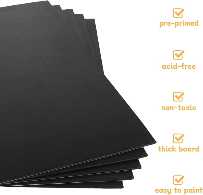 24PCS 8x10 Inch Black Canvas Panels, Small Canvas Boards for Painting, Cotton Canvas Panels for Oil Acrylic Watercolor Paint