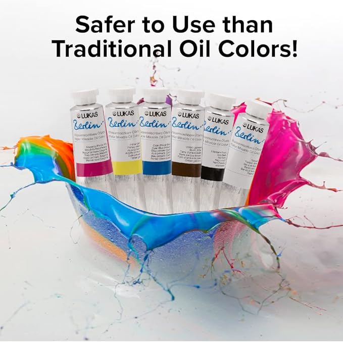 Lukas Berlin Pro Artists Water Mixable Oil Paint 200 ml Tube Viridian Hue, Water Soluble, Lightfast Pigments, Quick Drying, Easy Clean-Up, Eco-Friendly, Professional Quality, 40 Color Range