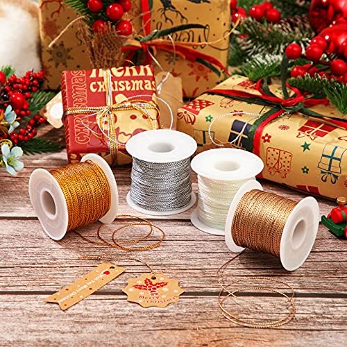 Shappy 440yards x 1mm Metallic Cord Tinsel Rope, Rose Gold Mix