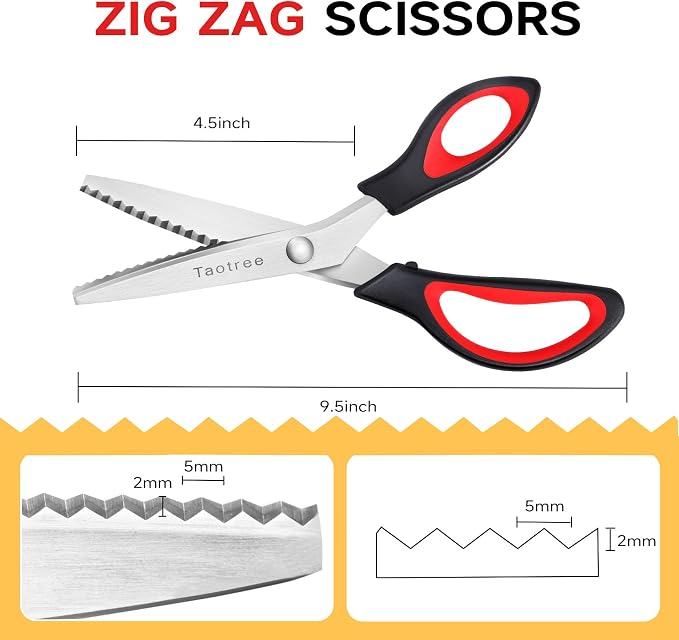 Sewing Scissors for Fabric Cutting, Taotree 9.5" Pinking Shears for Fabric