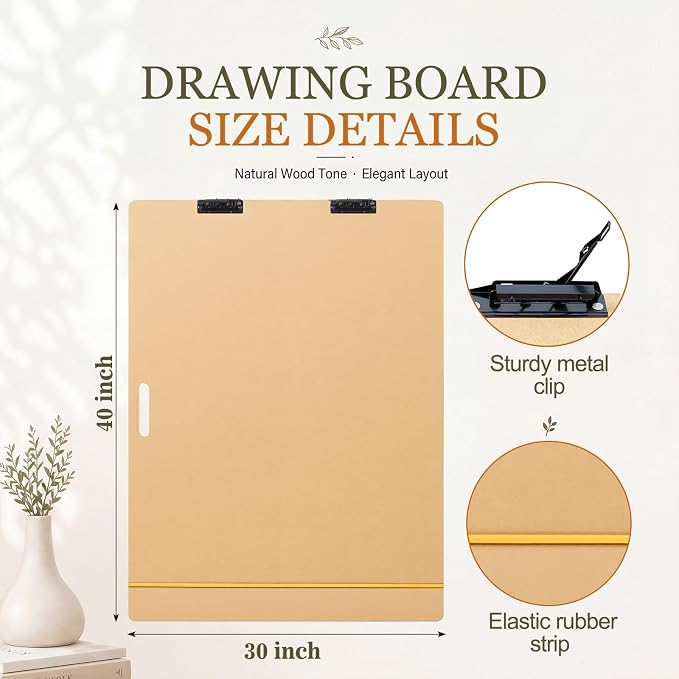 Poola Voidra Extra Large Drawing Board 30 x 40 Inch Large Sketch Board with Handle for Drafting Art Portable Art Tool Drawing Painting for Artists School, Class, Studio or Field Use (Vertical)