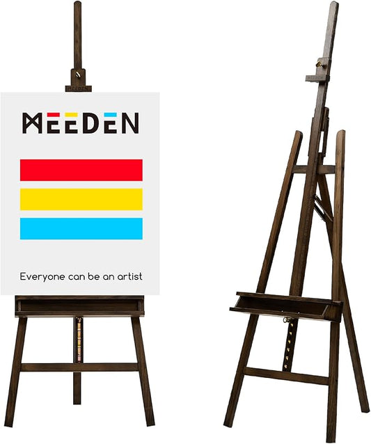 MEEDEN Wooden Artist Easel for Painting: Adjustable Studio Easel for Adults | A-Frame Solid Beech Wood Large Art Easel Stand - Holds Canvas up to 48" - Gray
