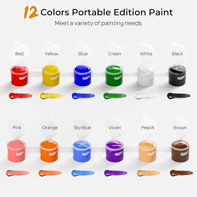 Nicpro 20 Pack Mini Acrylic Paint Set,12 Colors Acrylic Paints Strips