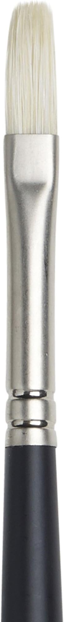 Winsor & Newton Artists' Oil Hog Paint Brush, Long Handle Size 3, Flat | Handcrafted with interlocked Chungking bristles; Have spring, stiff, & flagged allowing large amounts of colour to be carried