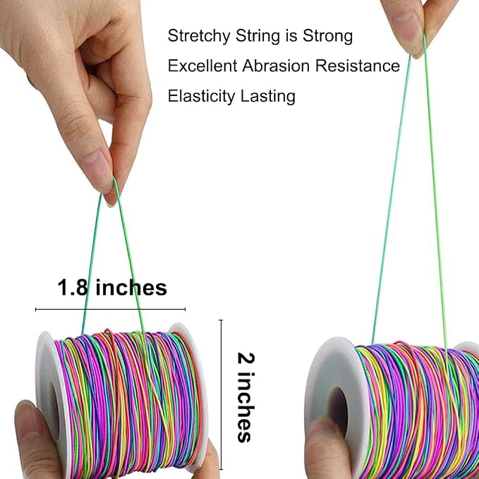 LUSTEMBER 1mm Stretchy Bracelet String, Sturdy Rainbow Elastic String Elastic Cord for Jewelry Making, Necklaces, Beading and Crafts (Pack of 2)