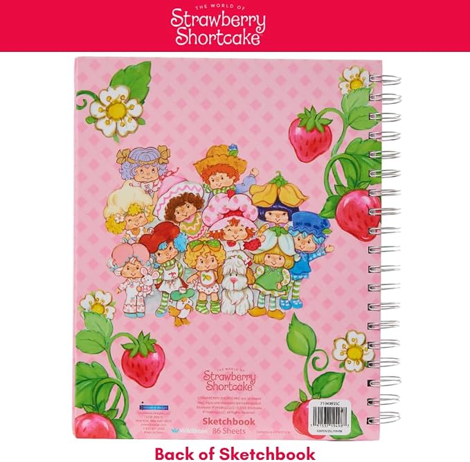 Strawberry Shortcake Sketchbook for Kids with Washable Markers, 86 Blank Pages Spiral Bound, Pink