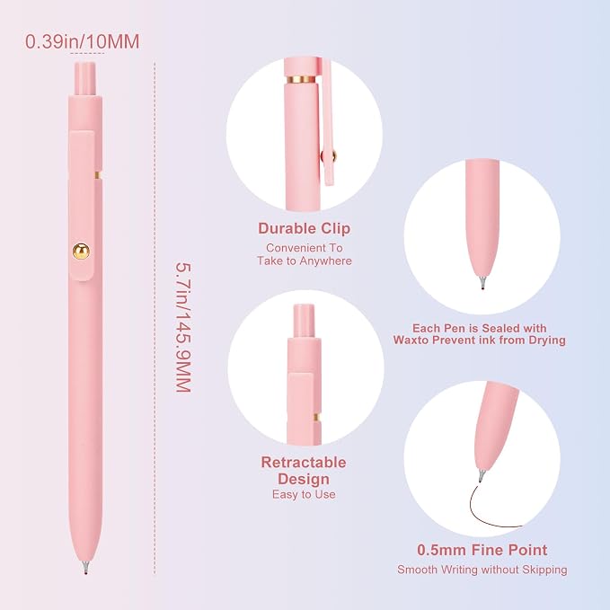 Ddaowanx Colored Gel Pens Set,0.5mm Retractable Quick Dry Colorful Ink Pens