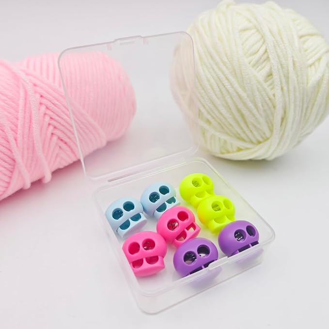 MAGNEECH 8 Pcs Colorful Knitting Needle Stoppers, Double Hole Needle Point Protectors, Huggers - Essential Knitting Accessories in Colorful Hues