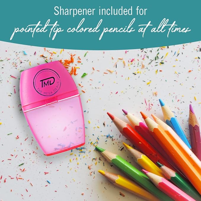 The Mega Deals Colored Pencils, 36 Assorted Colored Pencils for adult Coloring. Coloring Pencils with Sharpener for Home, School and Office (Gift Pack)